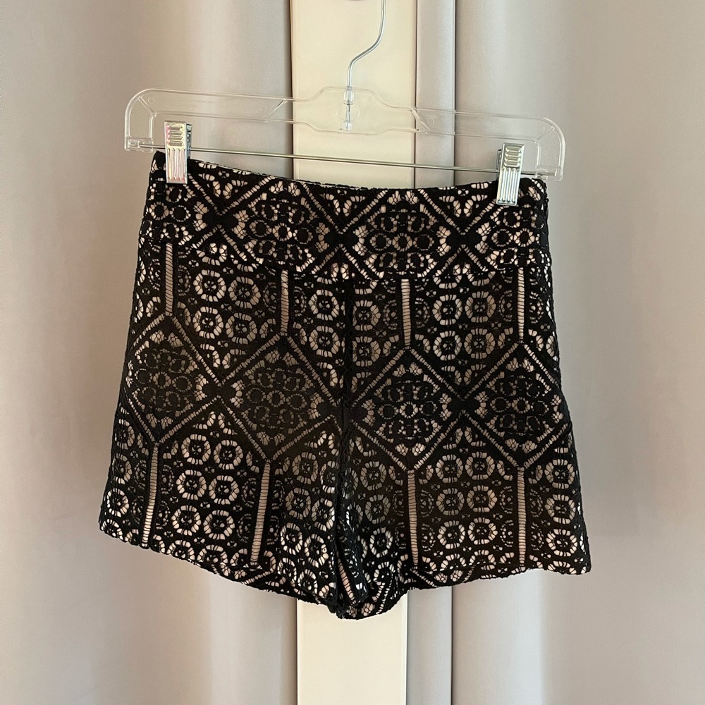 MARCIANO size 0, black lace shorts